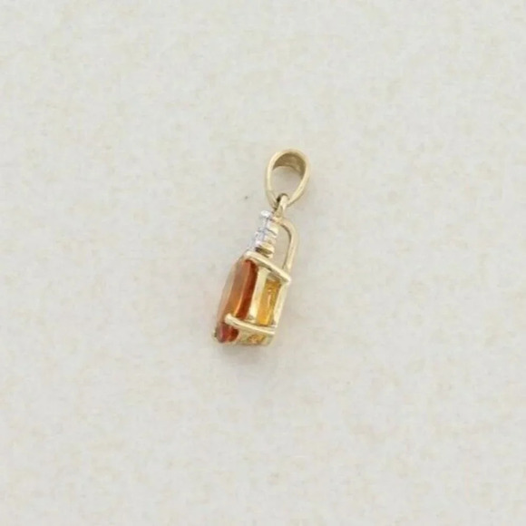Pendant Only 10k Yellow Gold Natural Citrine and Diamond Pendant - Picture 5 of 6